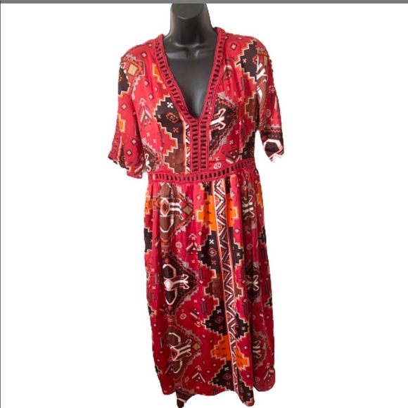 Simply Couture NWT red oriental lined dress size large - Picture 2 of 5